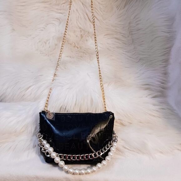 YSL Crossbody SHINY BLACK PEARL GOLD SILVER chains added - Picture 11 of 15